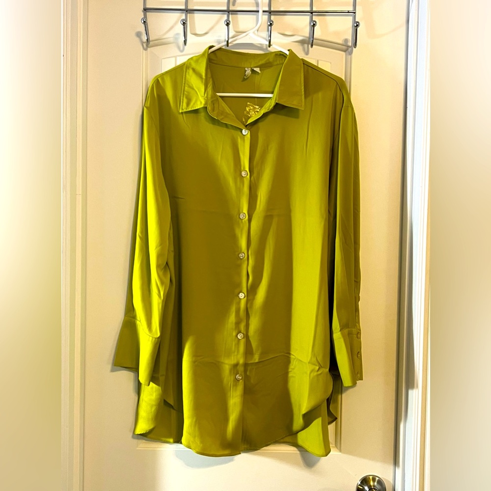 Greenish button down top